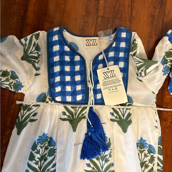 SZ Blockprints Shopbop Jodhpur floral block print cotton midi dress medium NWT - Picture 15 of 16